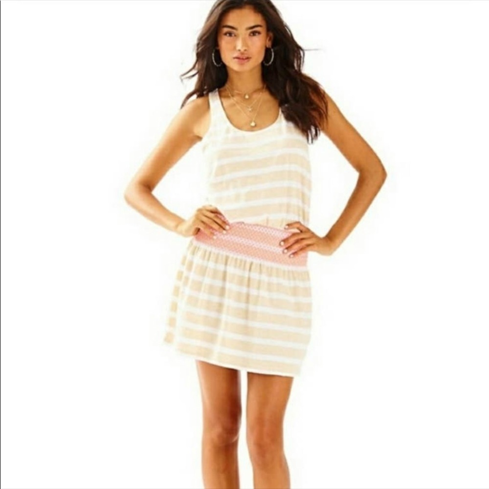 LILY PULITZER TIDELINE  TAN/WHITE RACERBACK MINI